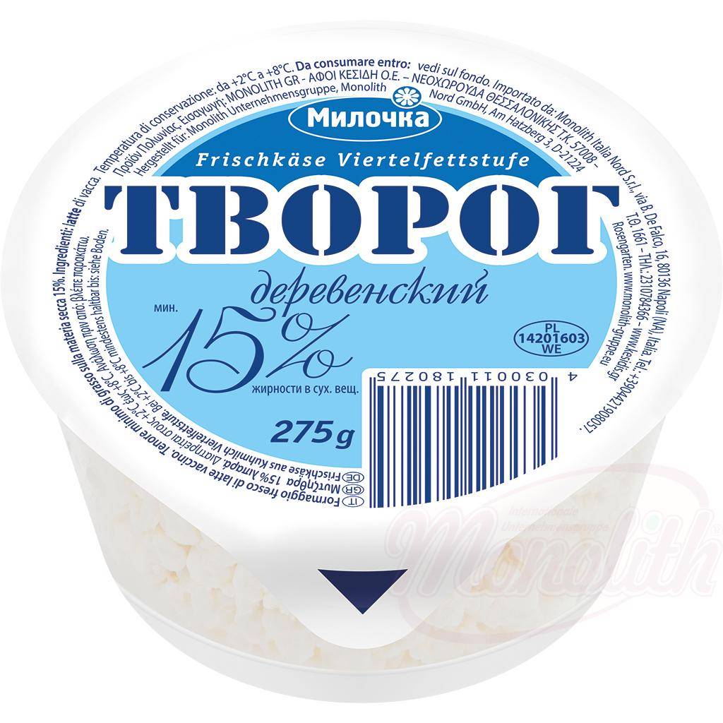 "Fromage à la crème" "Tworog Derewenskij" "15% de graisse i.Tr."-OURS MARKET